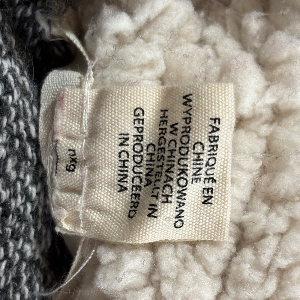 Youth Cozy Grey and Red Fair Isle Hooded Sweater with Pom-Pom Drawstrings - Picture 7 of 7